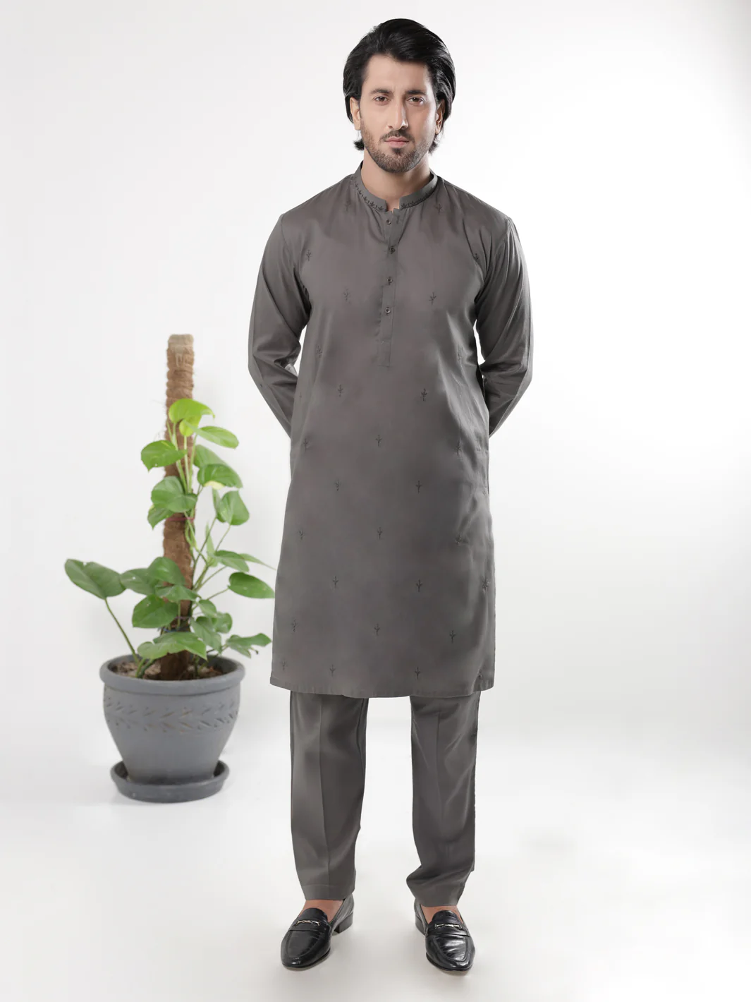Dark Green Blended Kurta Trousers - AL-KT-3236