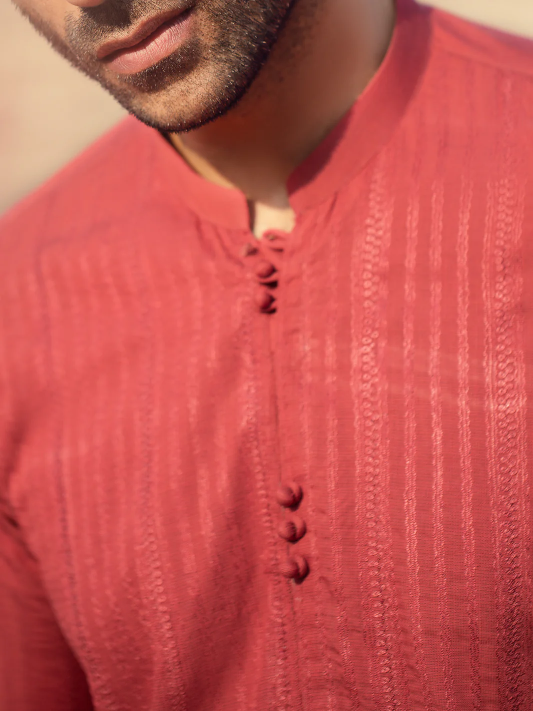 Red Blended Kurta Trouser - AL-KT-921 - Image 3