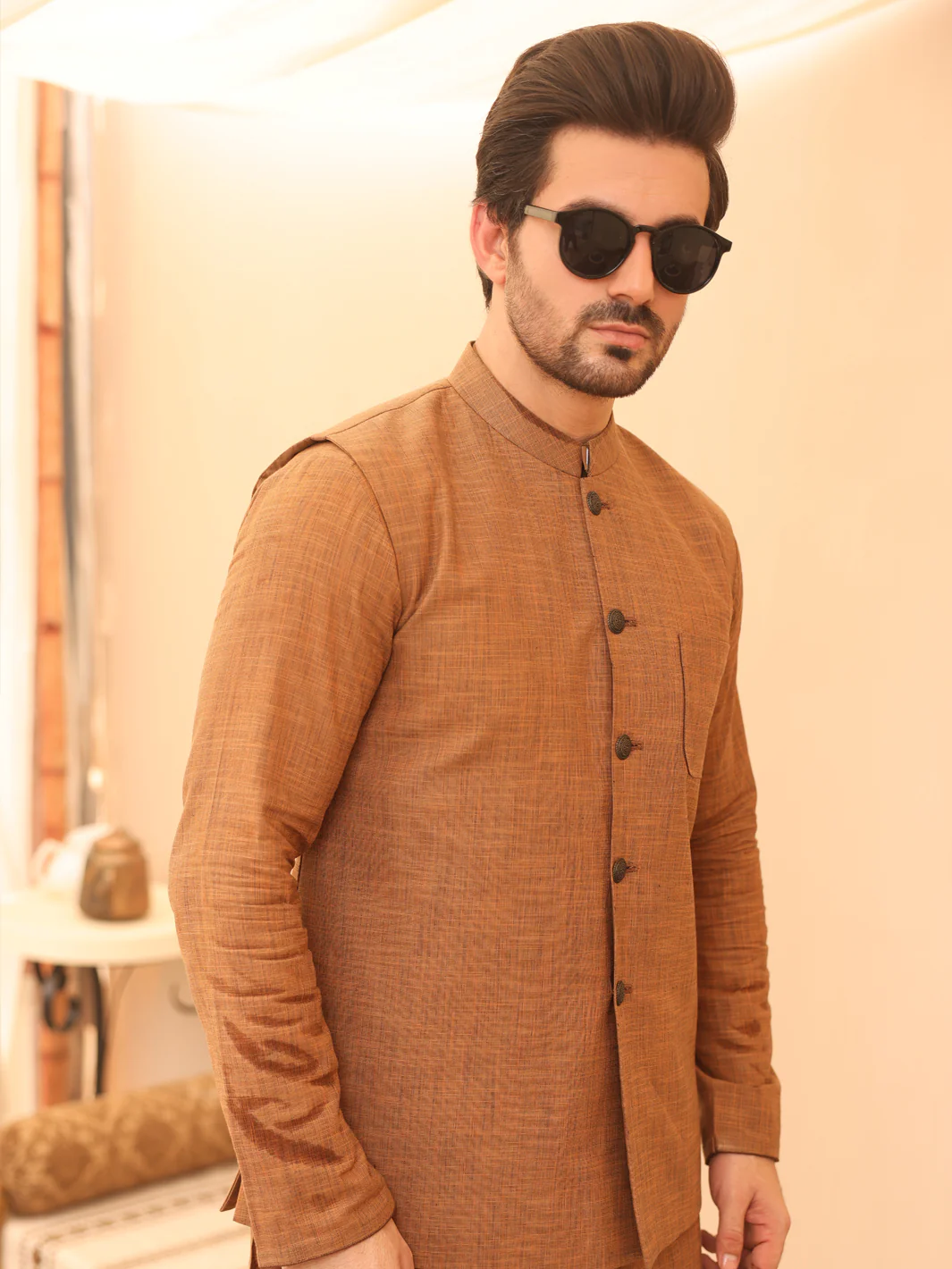 Brown Waistcoat & Kurta Trouser - AL-KWT-003 - Image 3