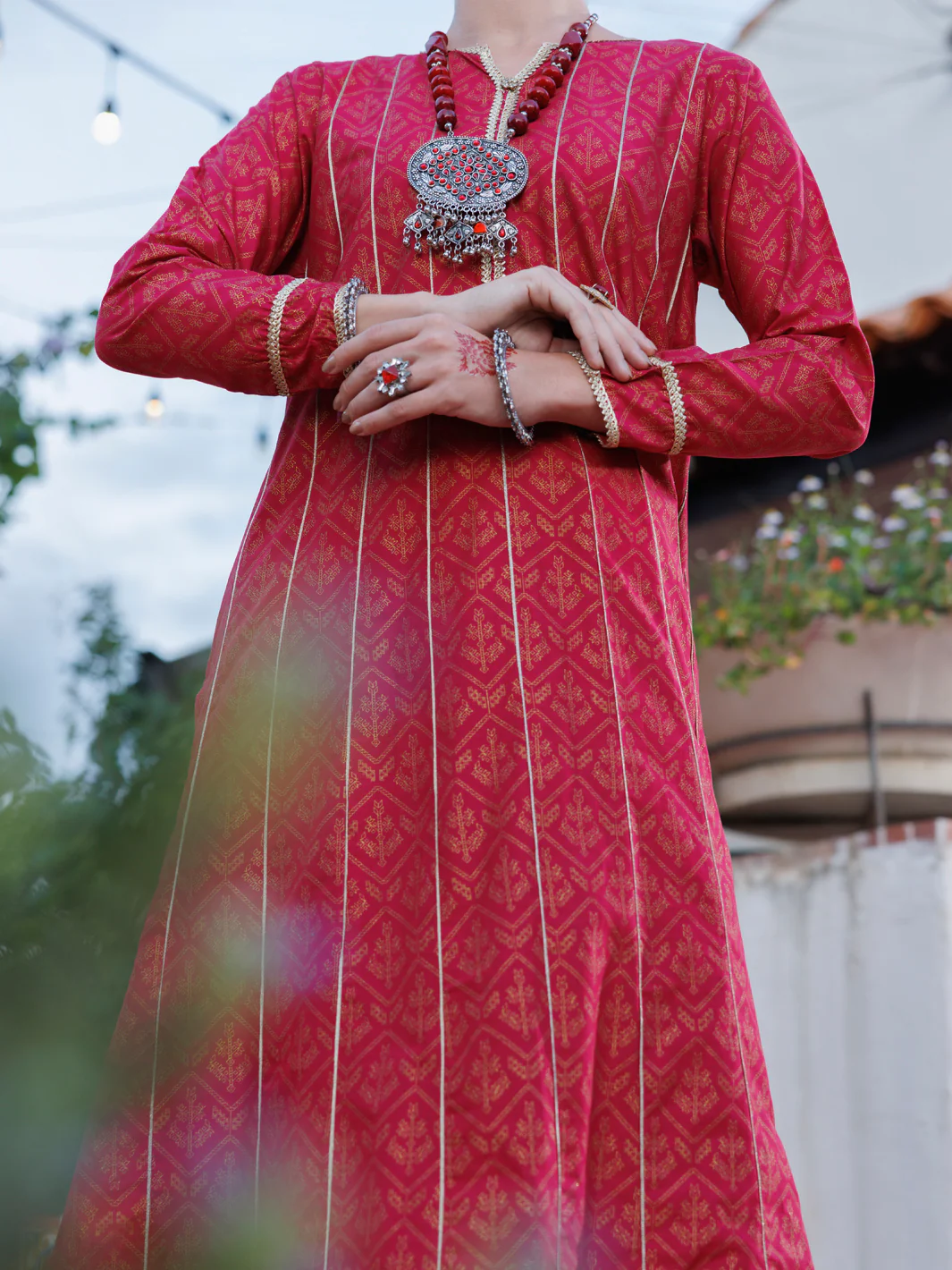 Fuchsia Lawn Kurti - AL-LK-1029 - Image 3