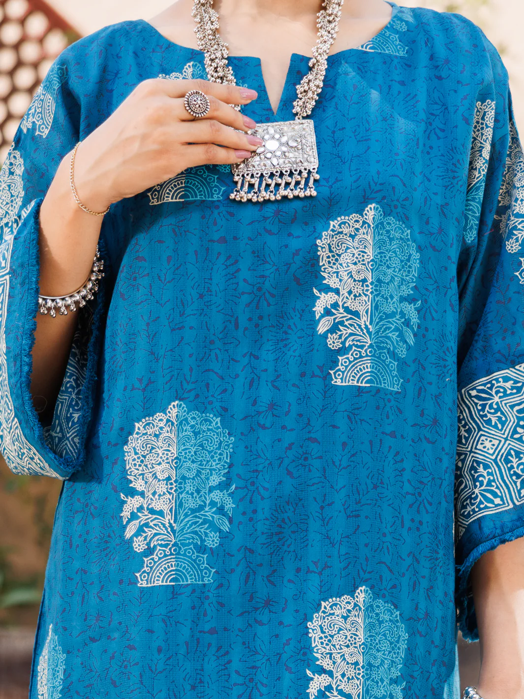 Blue Dobby Kurti - AL-LK-1060 - Image 4