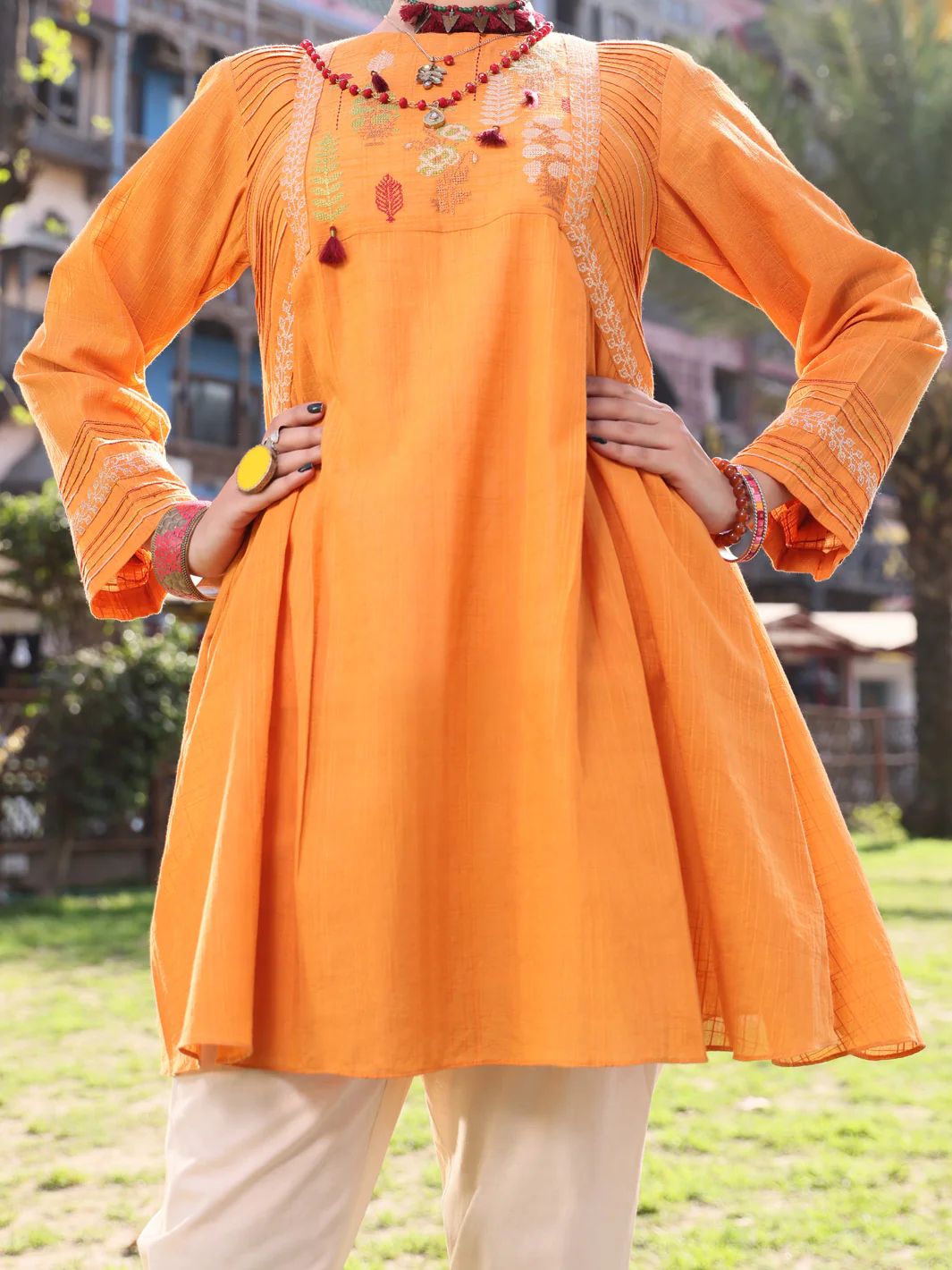Orange Dobby Cotton Tunic - AL-LK-793 - Image 3