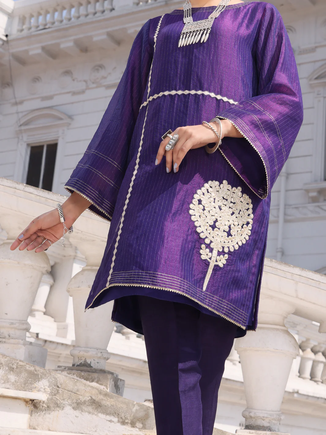 Purple Silk Tunic - AL-LK-799 - Image 3