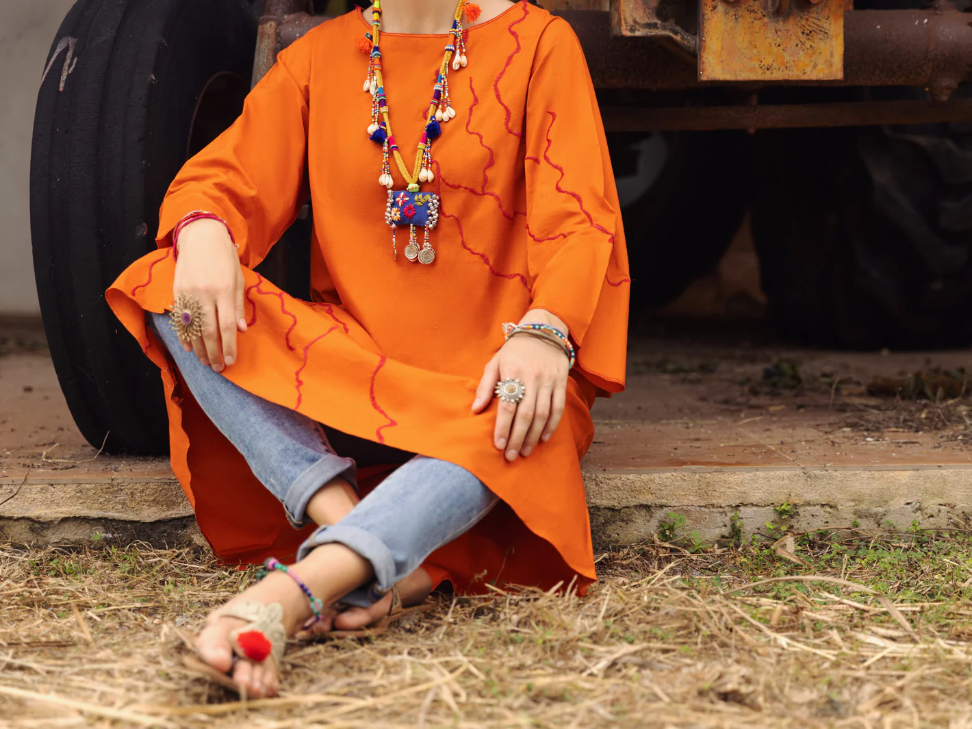Orange Kurti - AL-LK-872 - Image 4