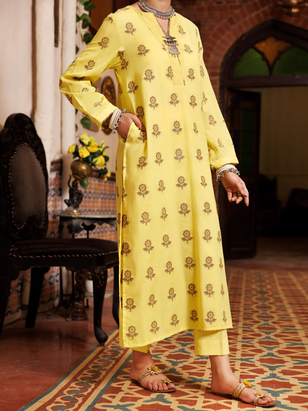 Yellow Yarn Dyed Tunic - AL-LK-973 - Image 3