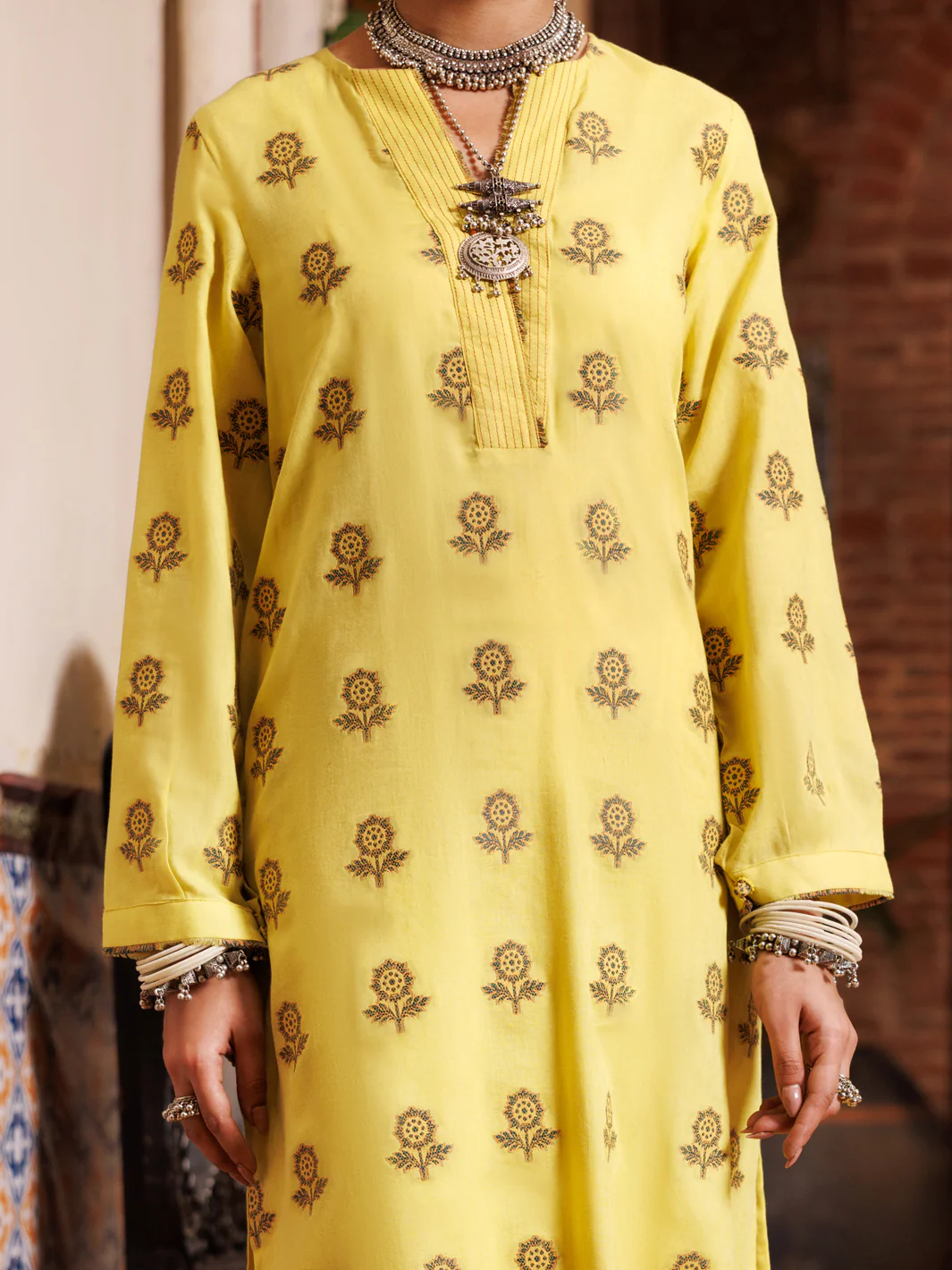 Yellow Yarn Dyed Tunic - AL-LK-973 - Image 4