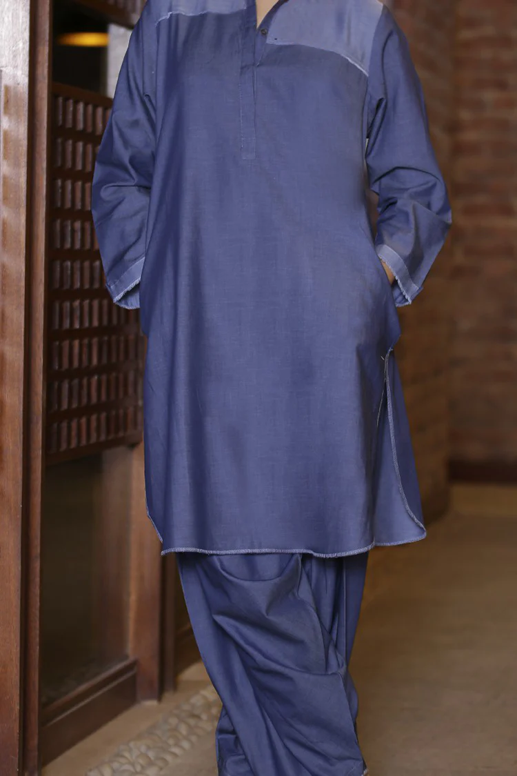 Blue Denim 2 Piece Stitched - AL-LKS-195