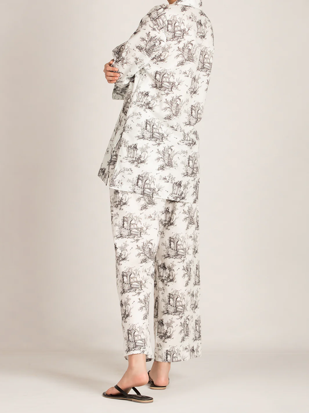 Black & White 2 Piece Stitched Nightwear - AL-LKS-NW-1003 - Image 2