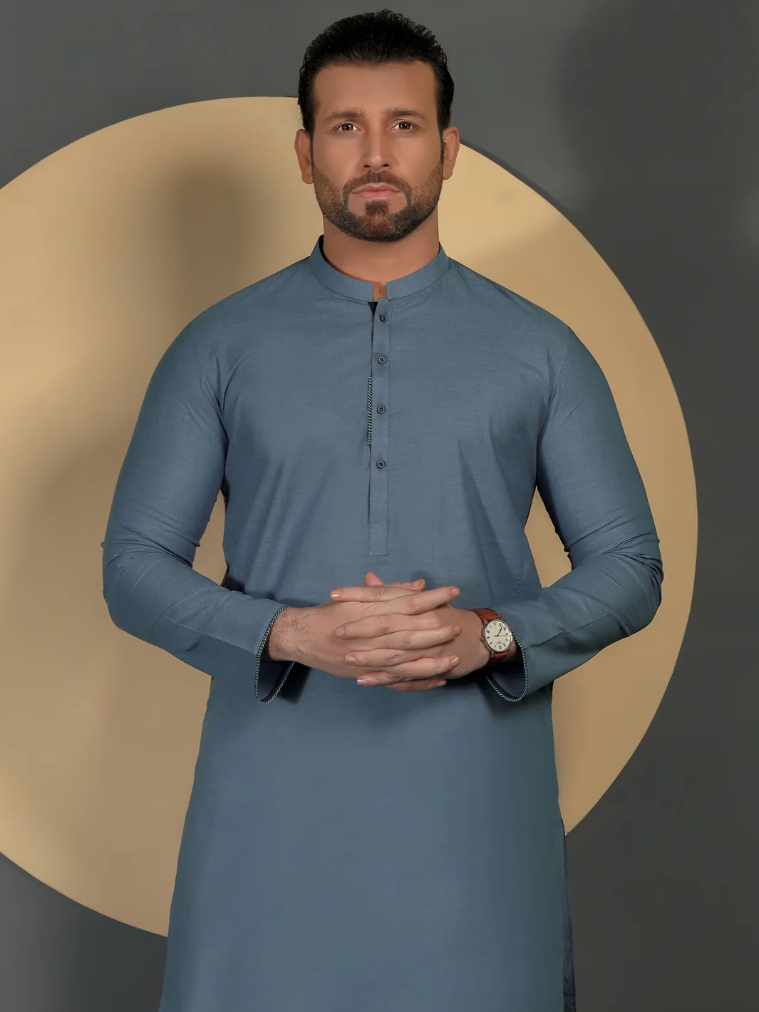 Light Blue Cotton Men Unstitched Fabric - AL-Maharaja-22 - Image 2