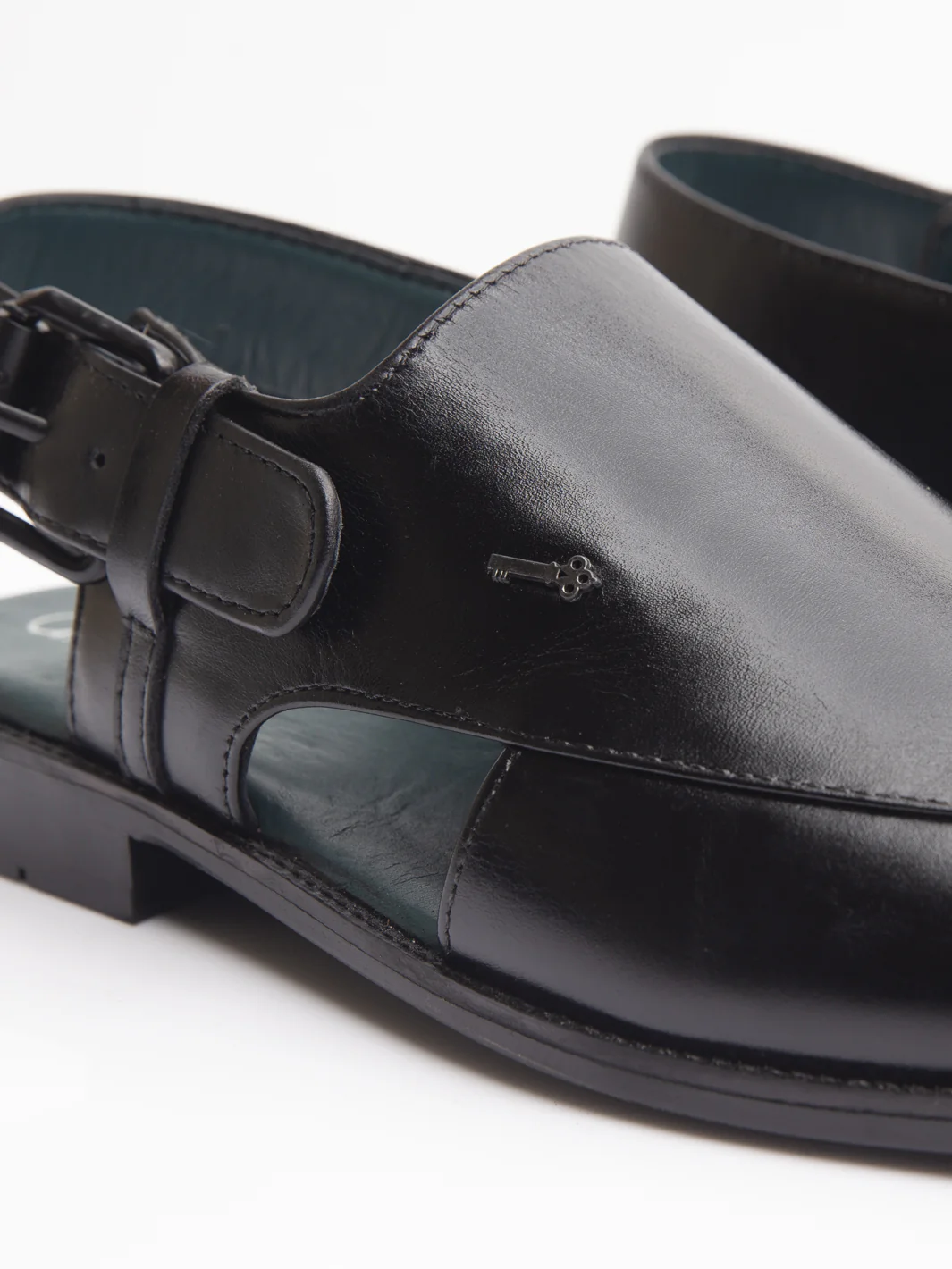 Black Leather Peshawari Chappal - AL-MFW-HC-147 - Image 3