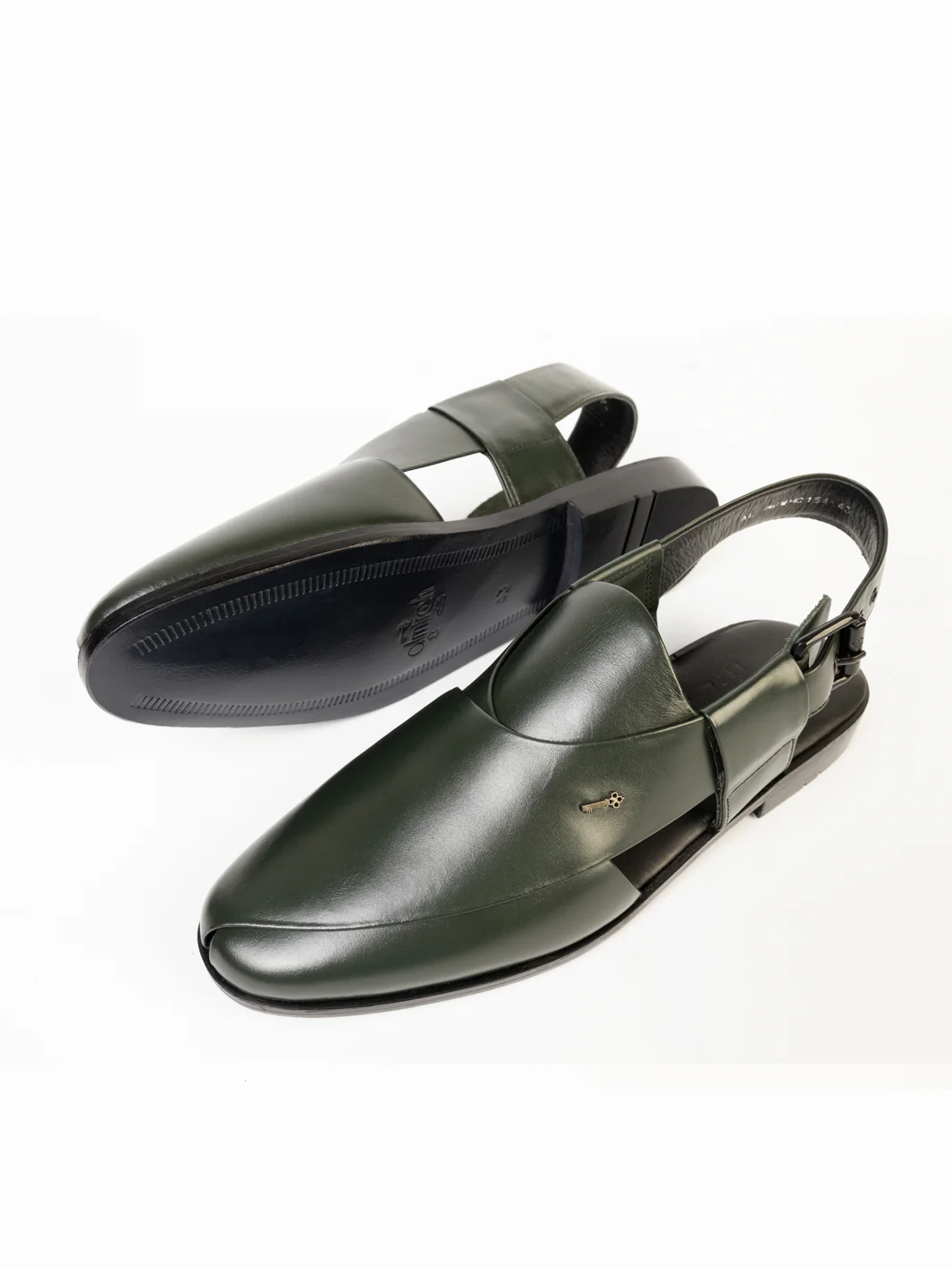 Green Leather Peshawari Chappal - AL-MFW-HC-154 - Image 2