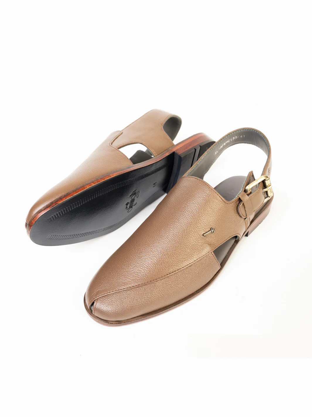 Sand Brown Leather Peshawari Chappal - AL-MFW-HC-155-R1 - Image 2