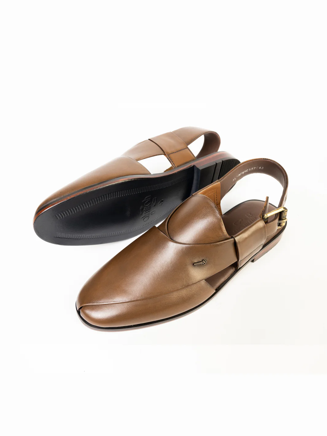 Brown Leather Peshawari Chappal - AL-MFW-HC-157-R1 - Image 2