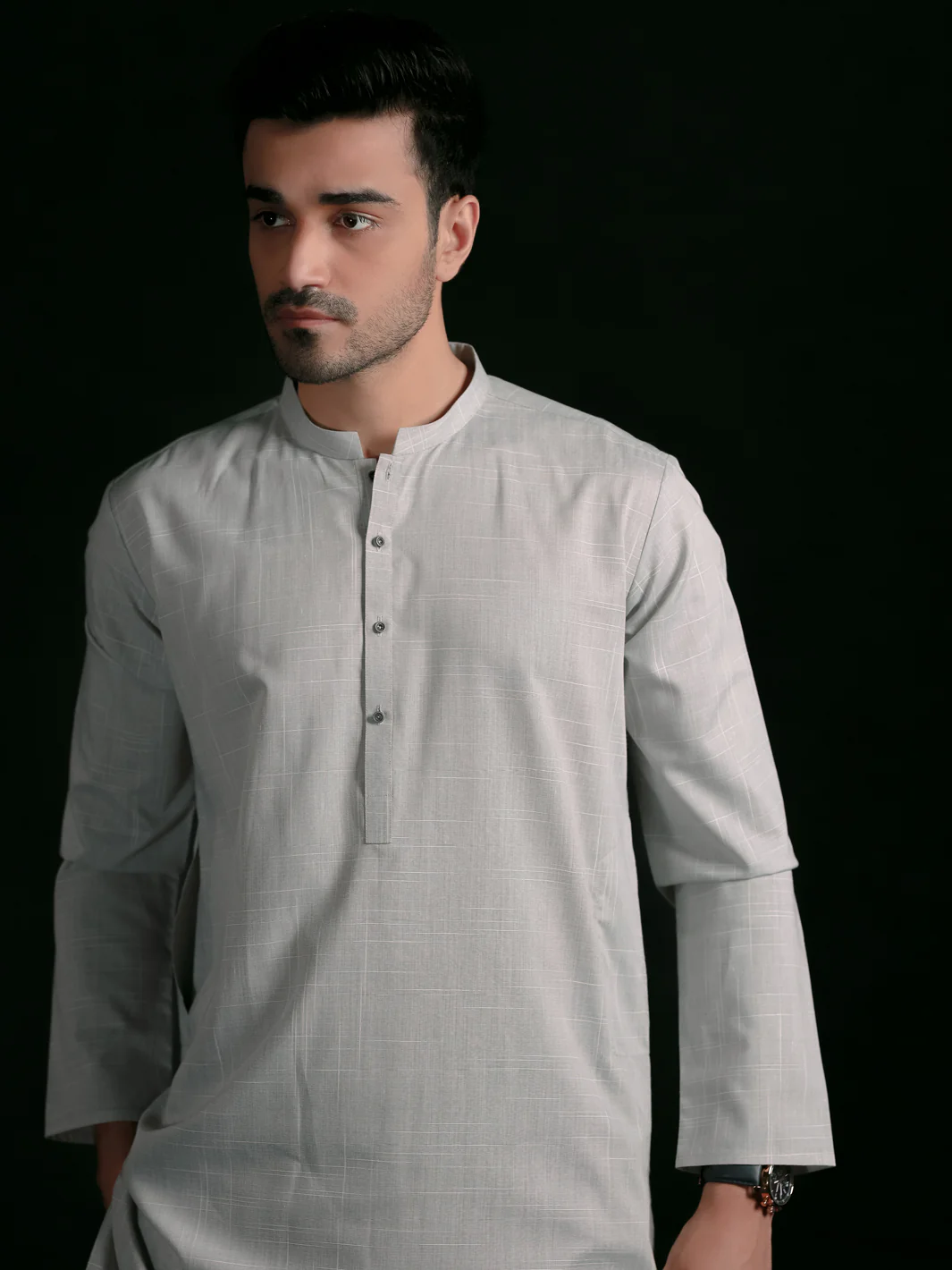 Light Grey Blended Men Unstitched Fabric - AL-Nizam-22 - Image 3