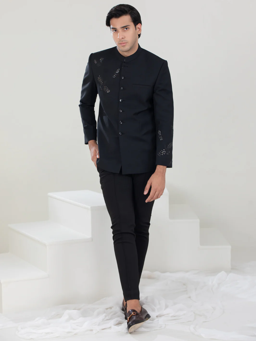 Black Blended Prince Coat - AL-PCS-051 - Image 3