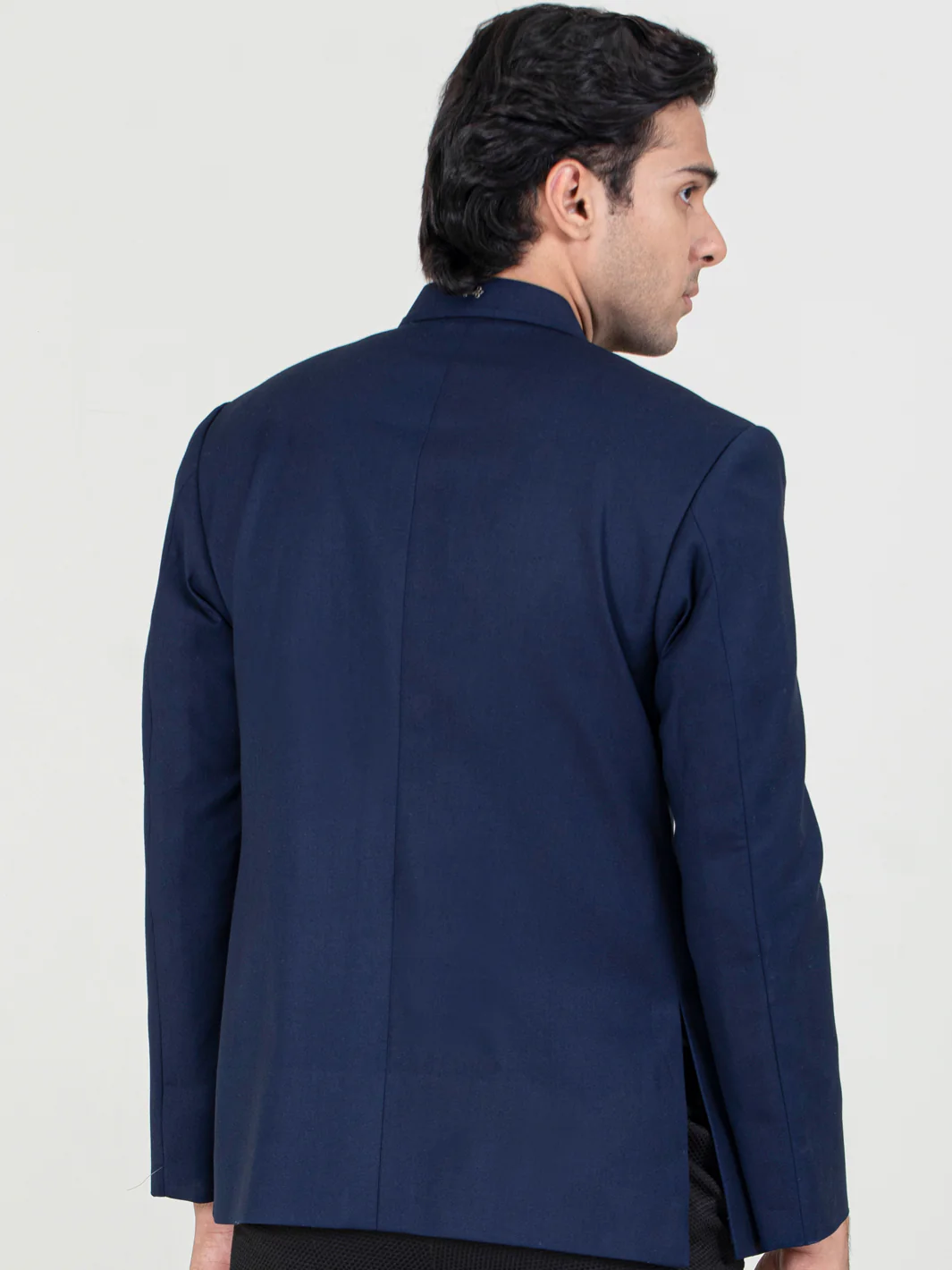 Navy Blue Blended Prince Coat - AL-PCS-054 - Image 3