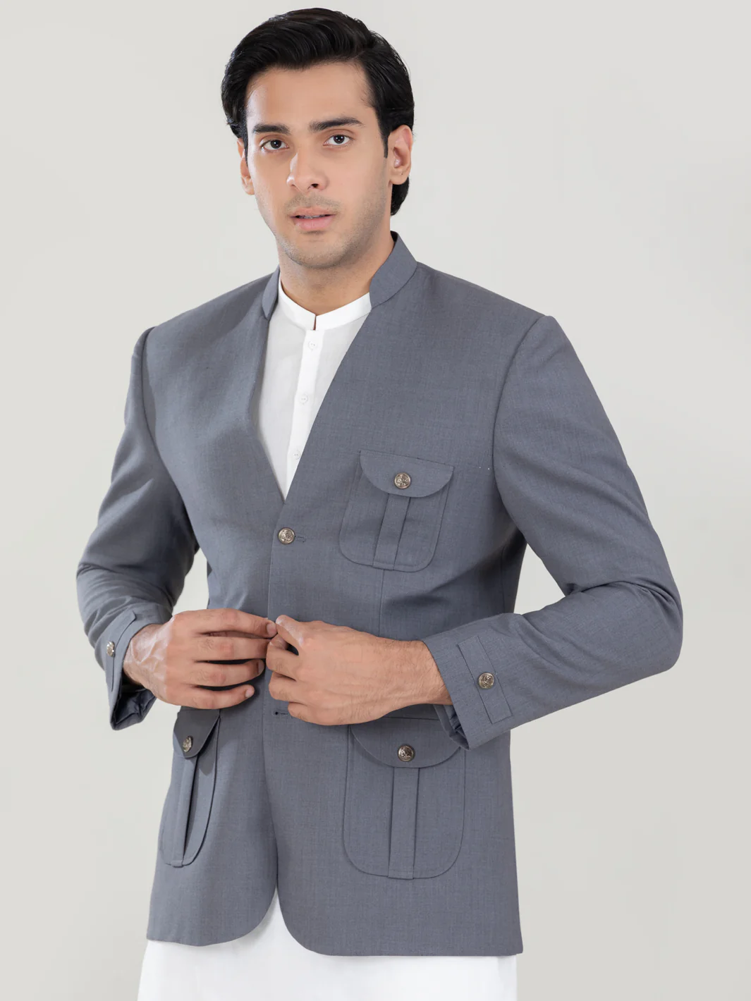 Light Grey Blended Prince Coat - AL-PCS-055 - Image 5