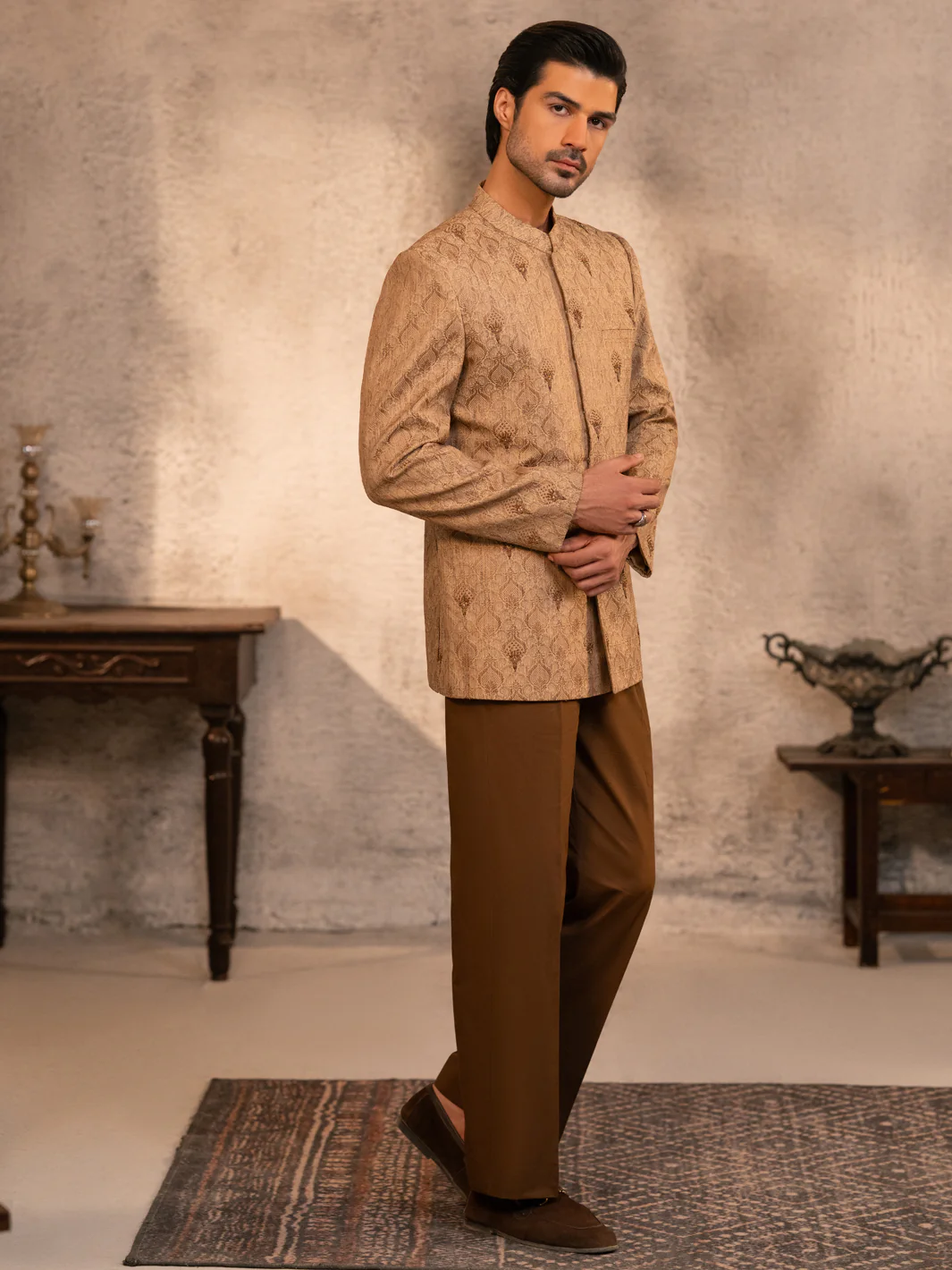 Fawn Embroidered Prince Coat - AL-PCS-068 - Image 7