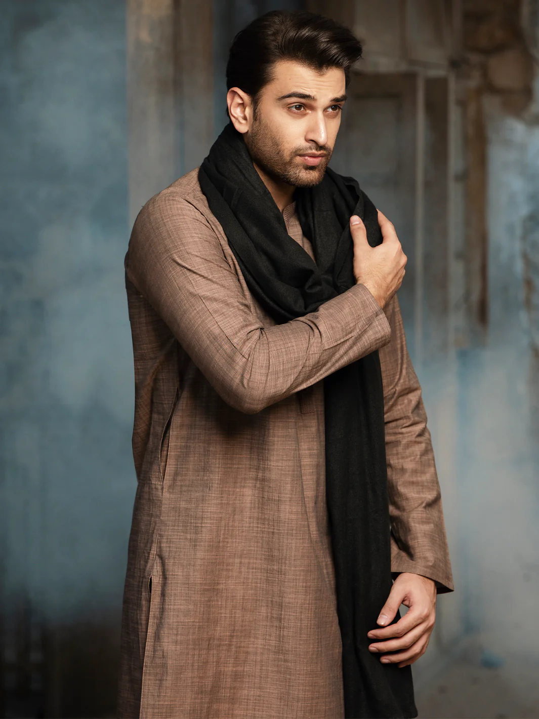 Black Blended Shawl For Men - AL-SH-004 - Image 6