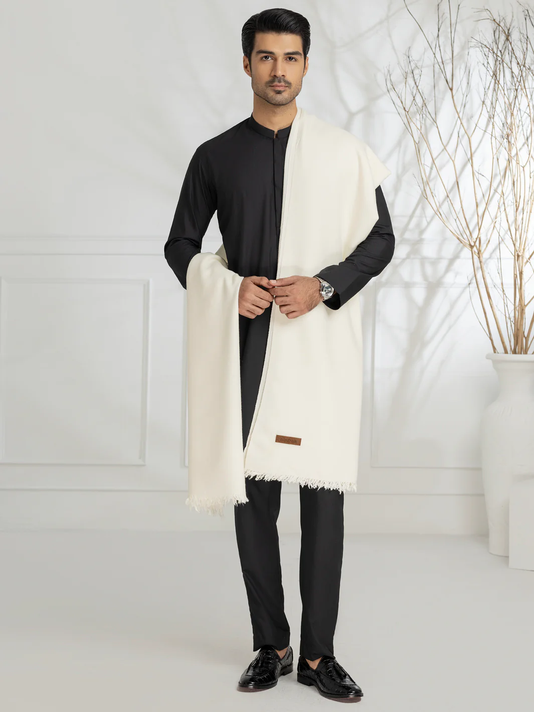 Cream Blended Shawl - AL-SH-032 - Image 3