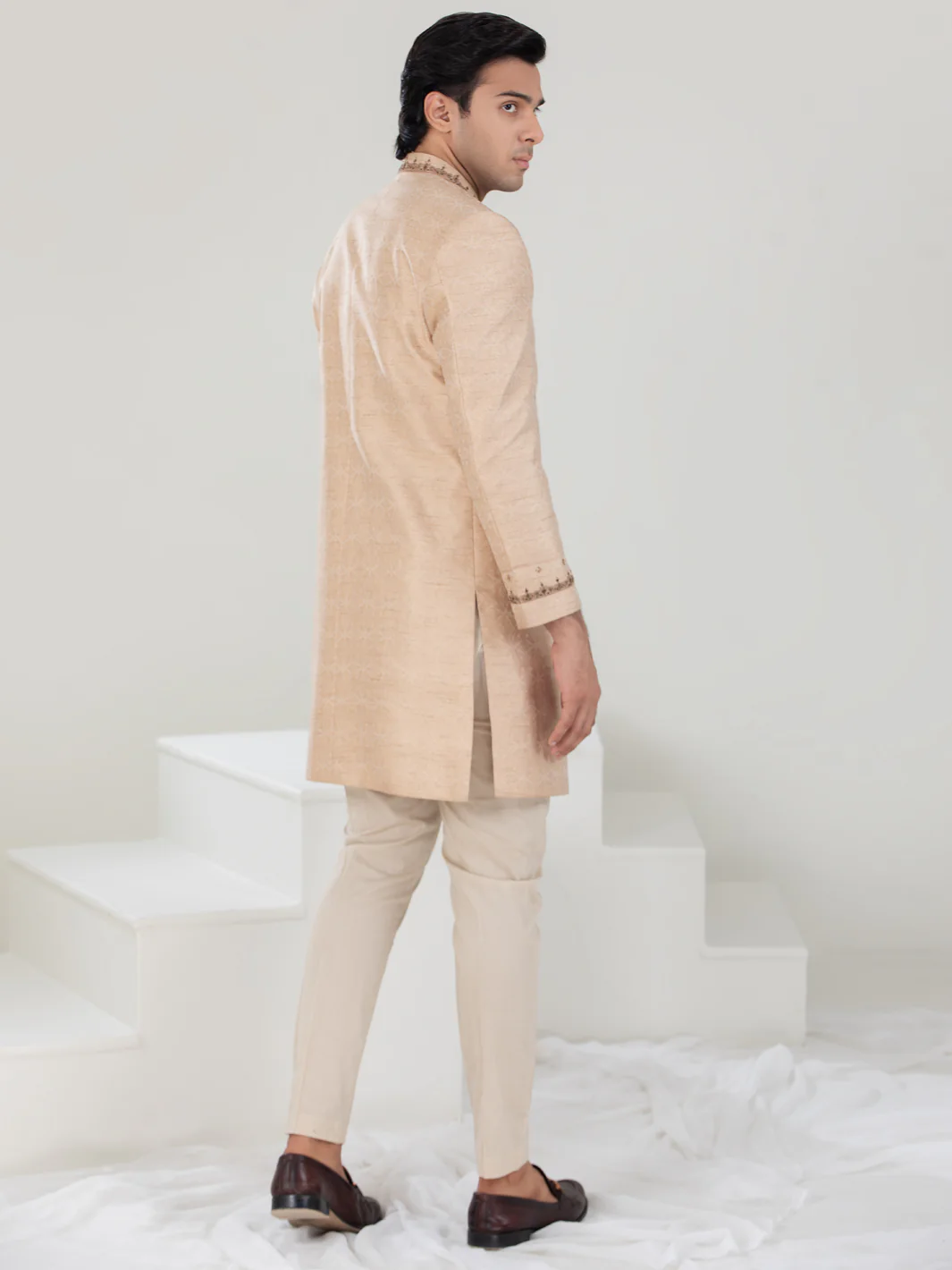 Beige Blended Sherwani - AL-SW-131 - Image 4