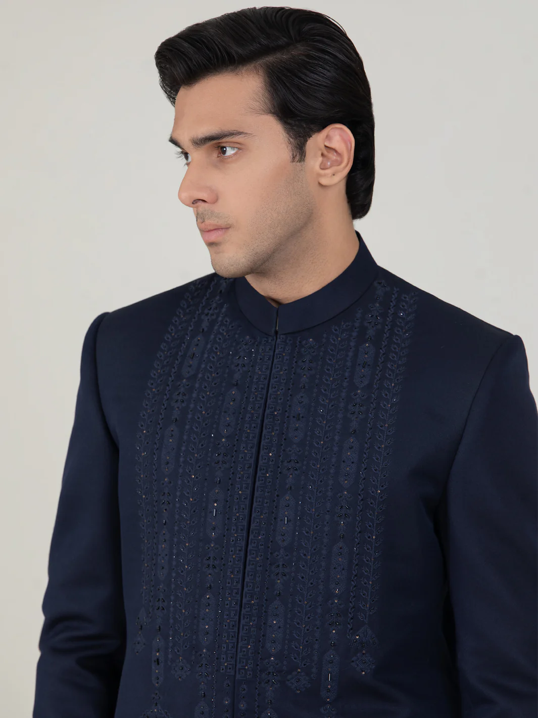 Navy Blue Blended Sherwani - AL-SW-133 - Image 2