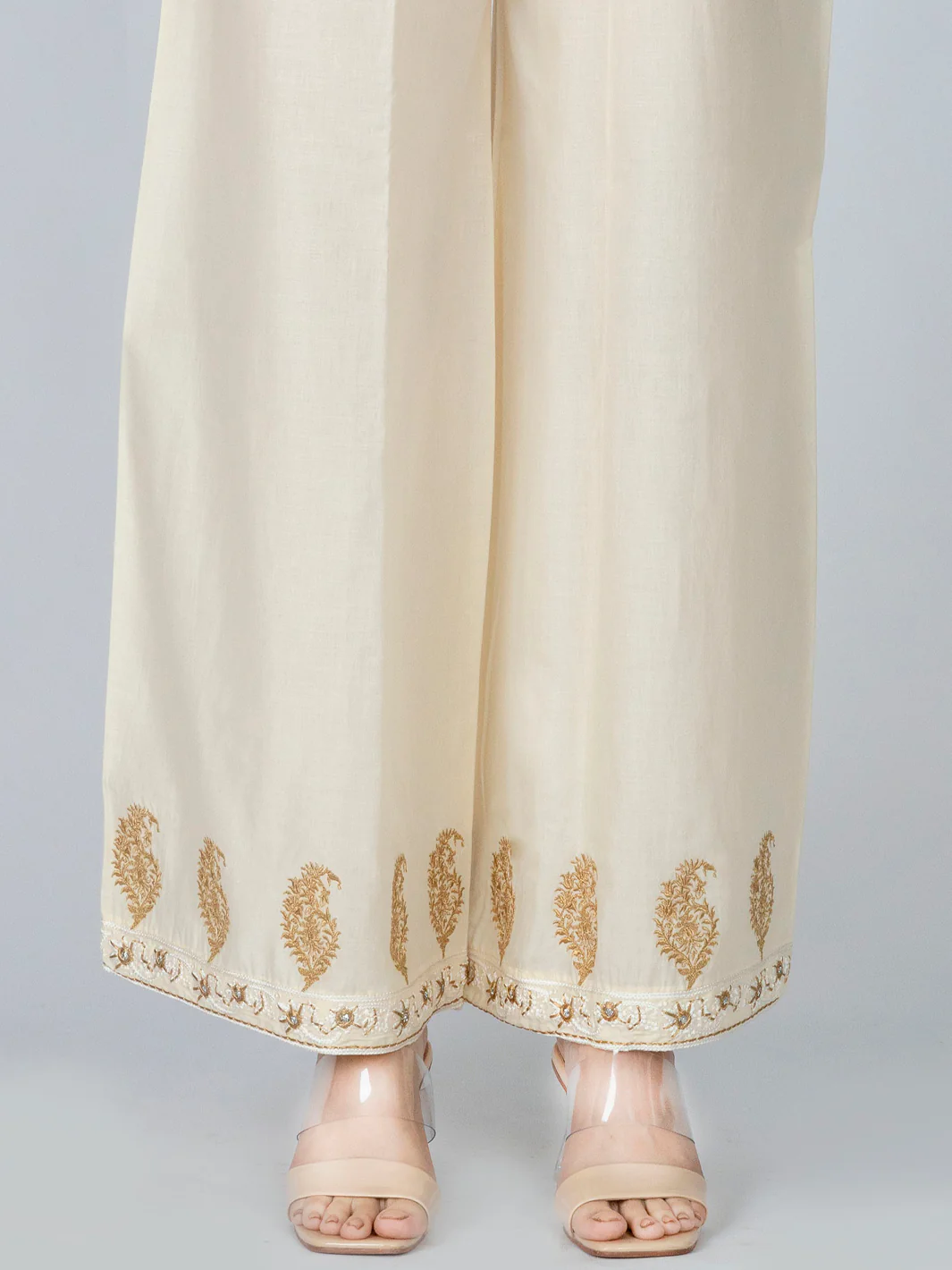 Off White Lawn Viscose Women Trouser - AL-T-568 - Image 2