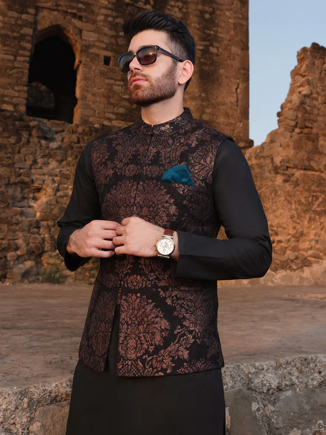 Black & Bronze Blended Waistcoat - AL-WC-298 - Image 3