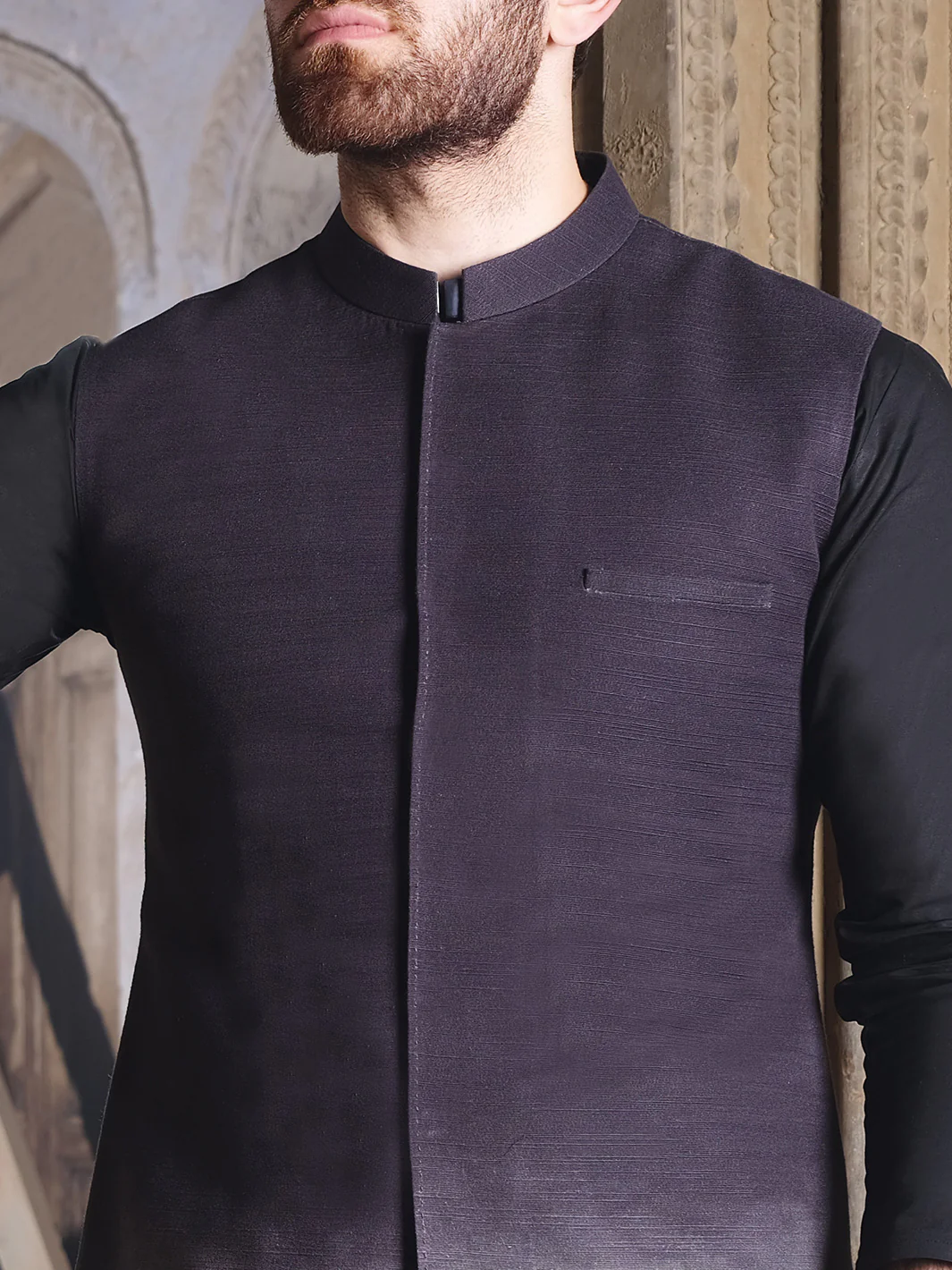 Black Cotton Waistcoat - AL-WC-309 - Image 2