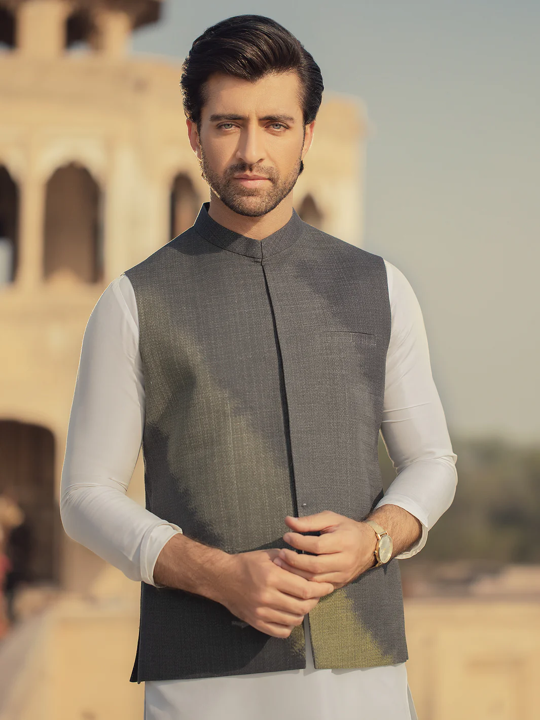 Green Cotton Waistcoat - AL-WC-311 - Image 3
