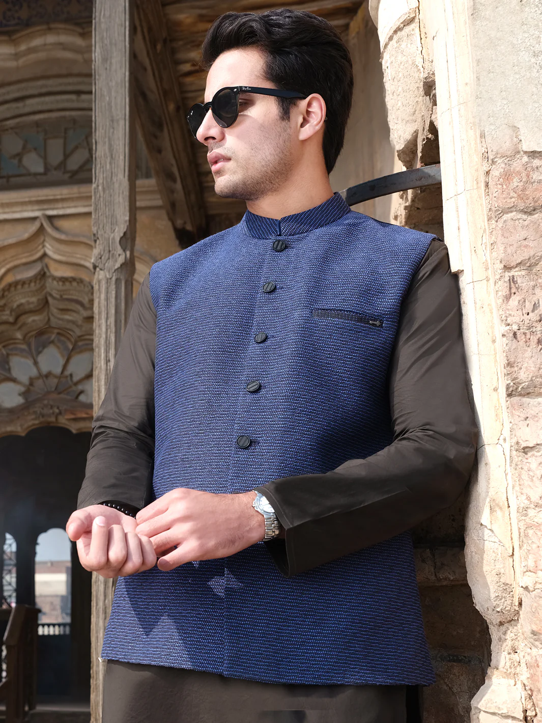 Blue Blended Waistcoat - AL-WC-325
