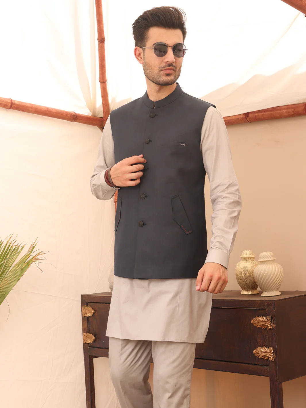 Blue Blended Waistcoat - AL-WC-364