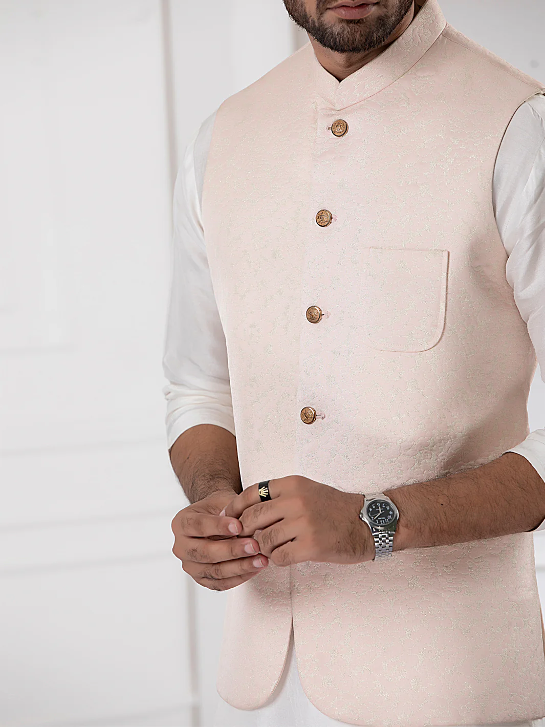 Light Pink Blended Waistcoat - AL-WC-404 - Image 4
