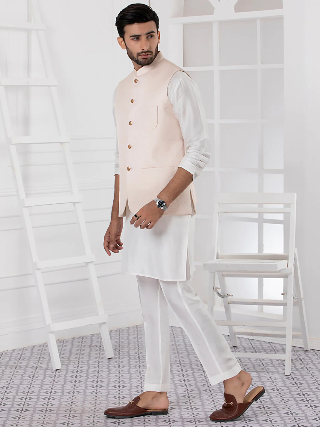 Light Pink Blended Waistcoat - AL-WC-404 - Image 5