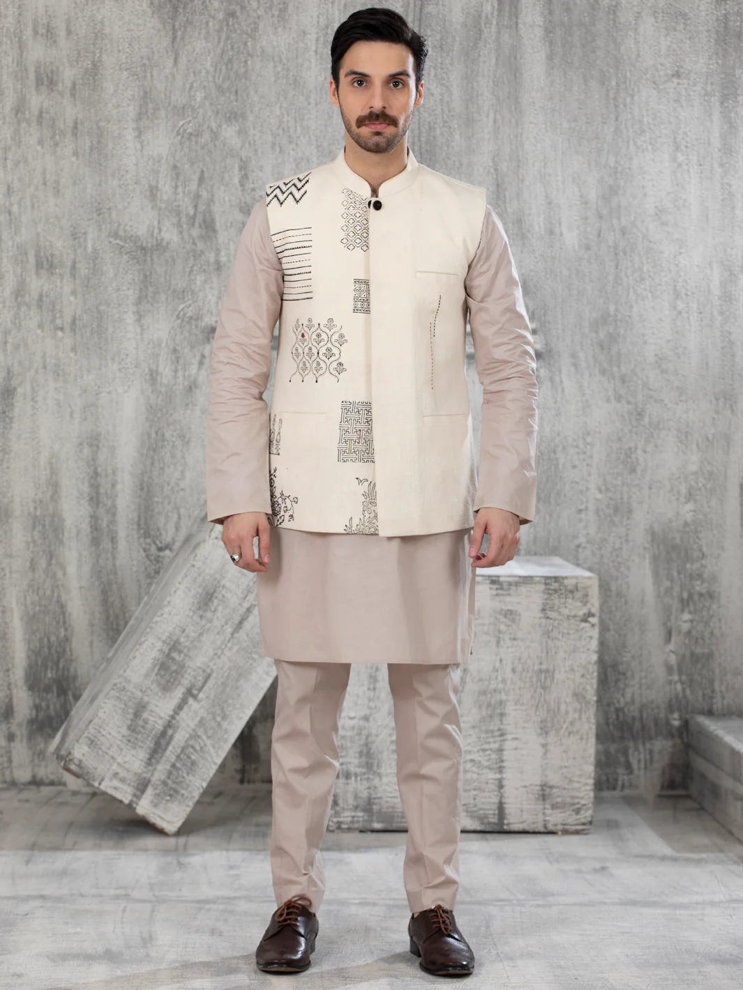 Off White Blended Waistcoat - AL-WC-415 - Image 2