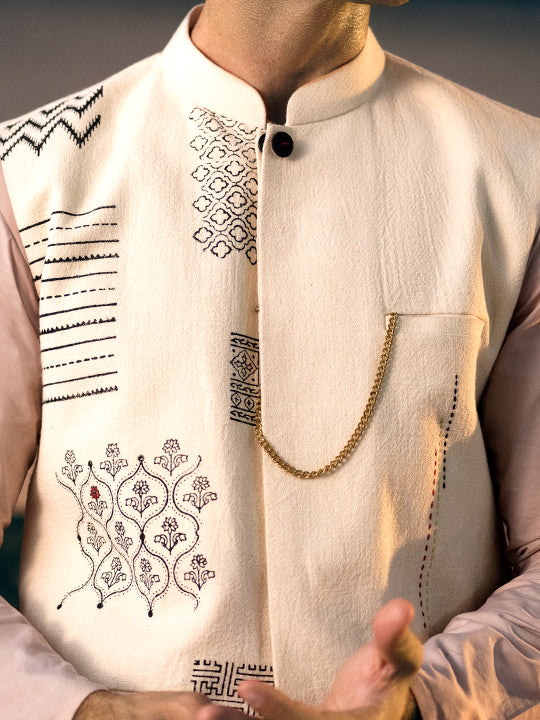 Off White Blended Waistcoat - AL-WC-415 - Image 6