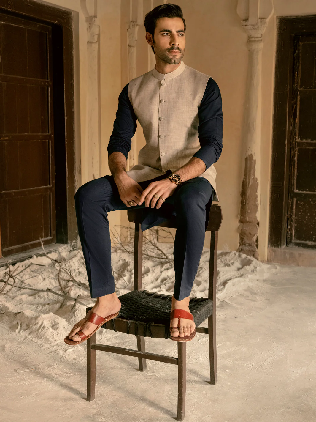Light Grey Linen Waistcoat - AL-WC-423 - Image 4