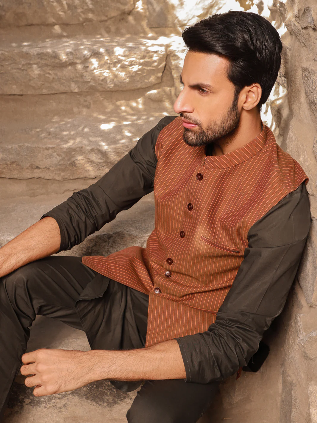Brown Cotton Waistcoat - AL-WC-432 - Image 3