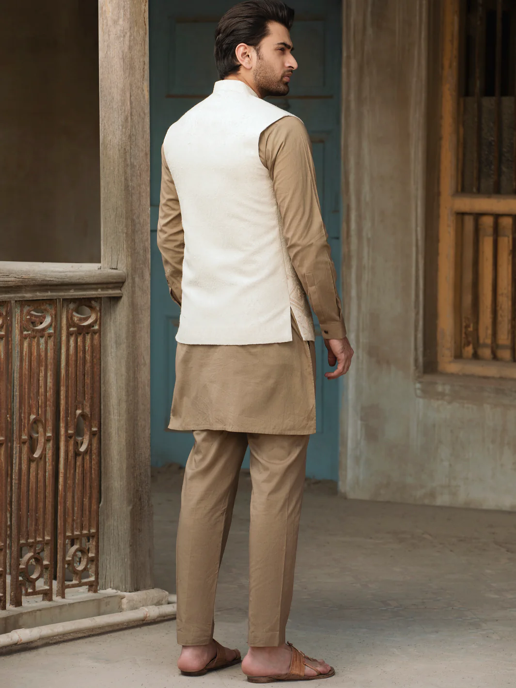 Cream Karandi Waistcoat - AL-WC-441 - Image 3