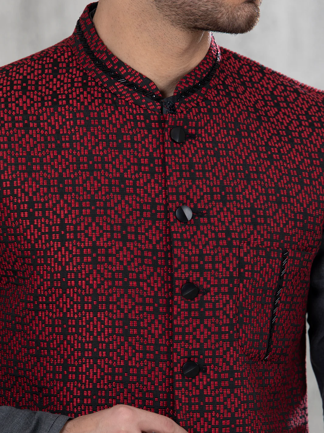 Red Blended Waistcoat - AL-WC-443 - Image 3