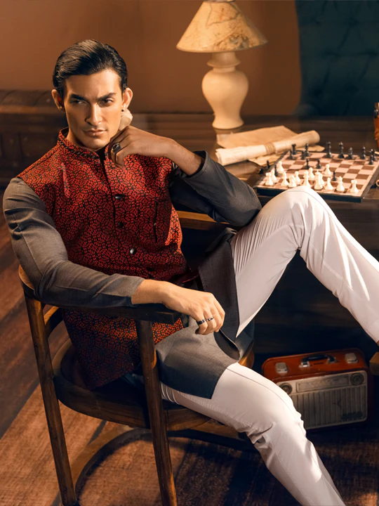 Red Blended Waistcoat - AL-WC-443 - Image 4