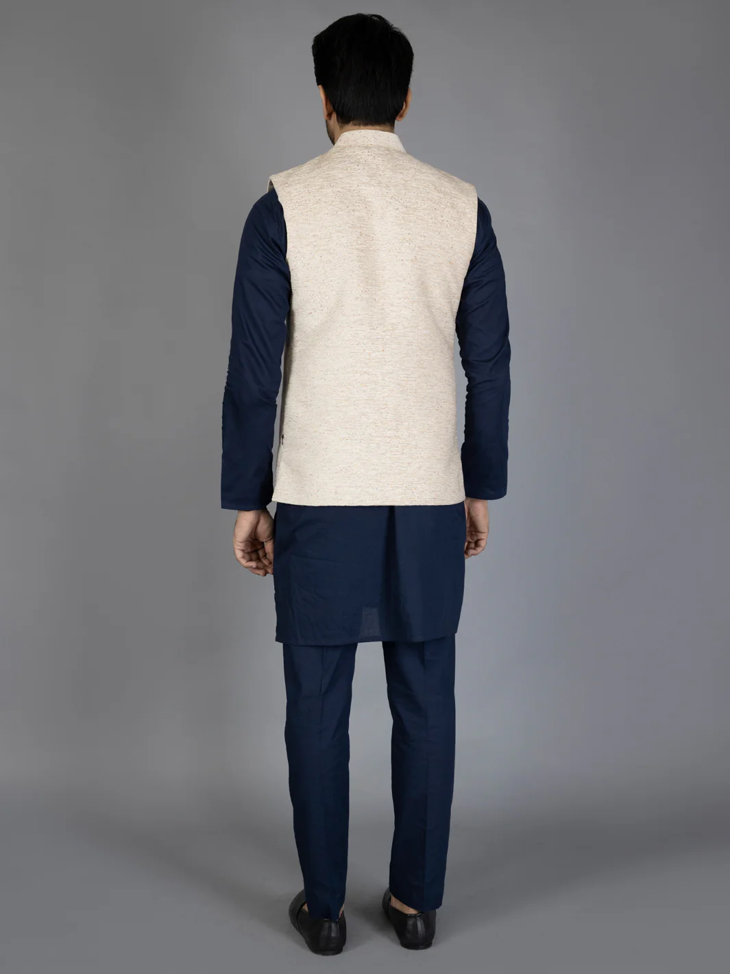 Cream Textured Waistcoat - AL-WC-445 - Image 4
