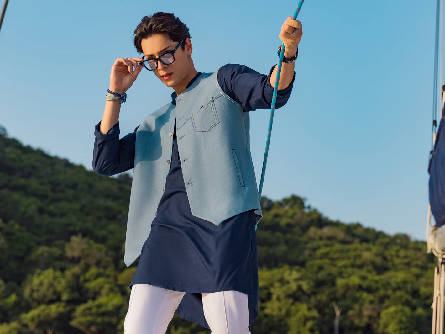 Blue Blended Waistcoat - AL-WC-448 - Image 3