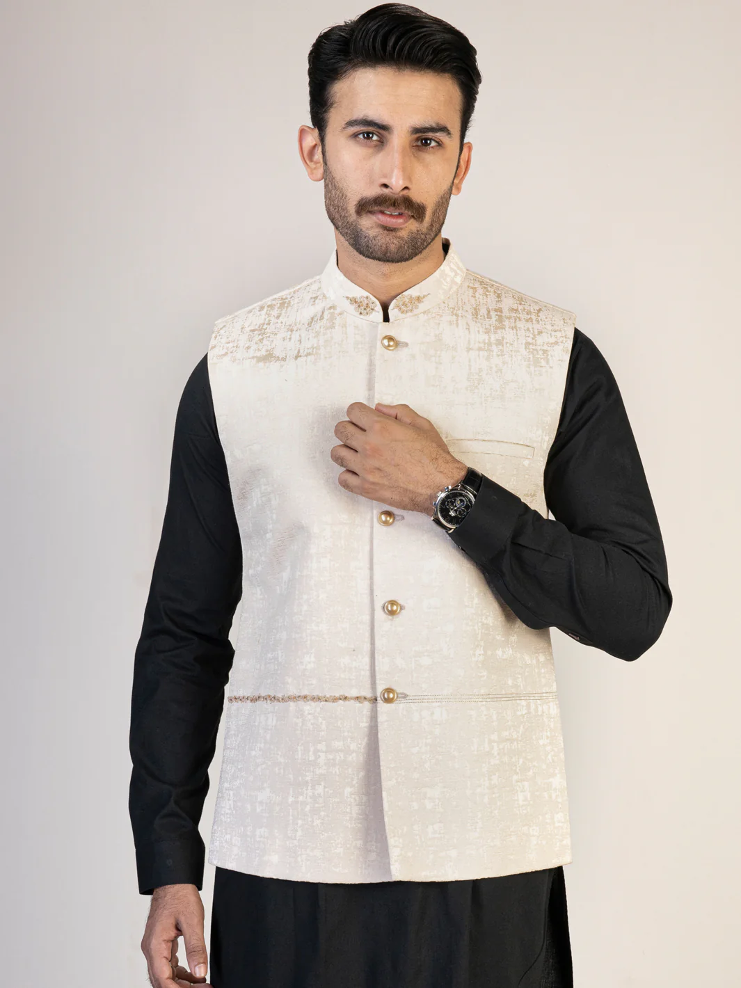Cream Blended Waistcoat - AL-WC-450 - Image 2