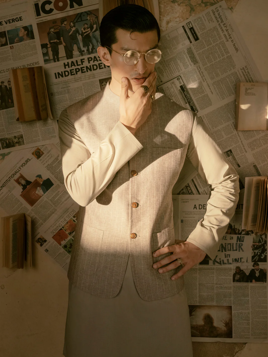 Grey Linen Waistcoat - AL-WC-451 - Image 4
