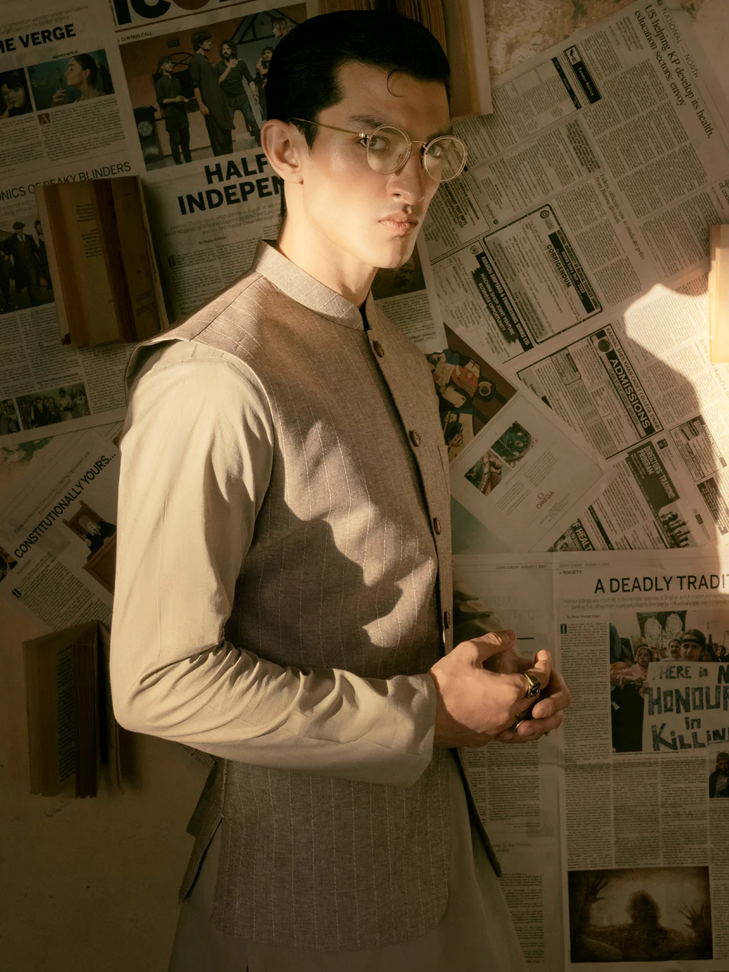 Grey Linen Waistcoat - AL-WC-451 - Image 5