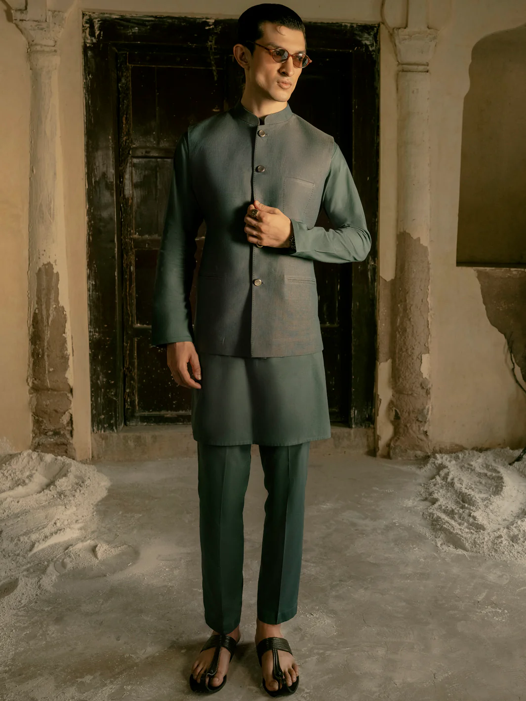 Green Blended Waistcoat - AL-WC-454 - Image 5