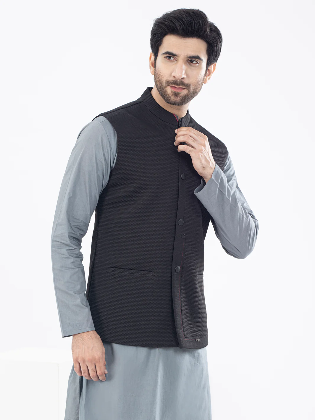 Black Blended Waistcoat - AL-WC-458 - Image 3