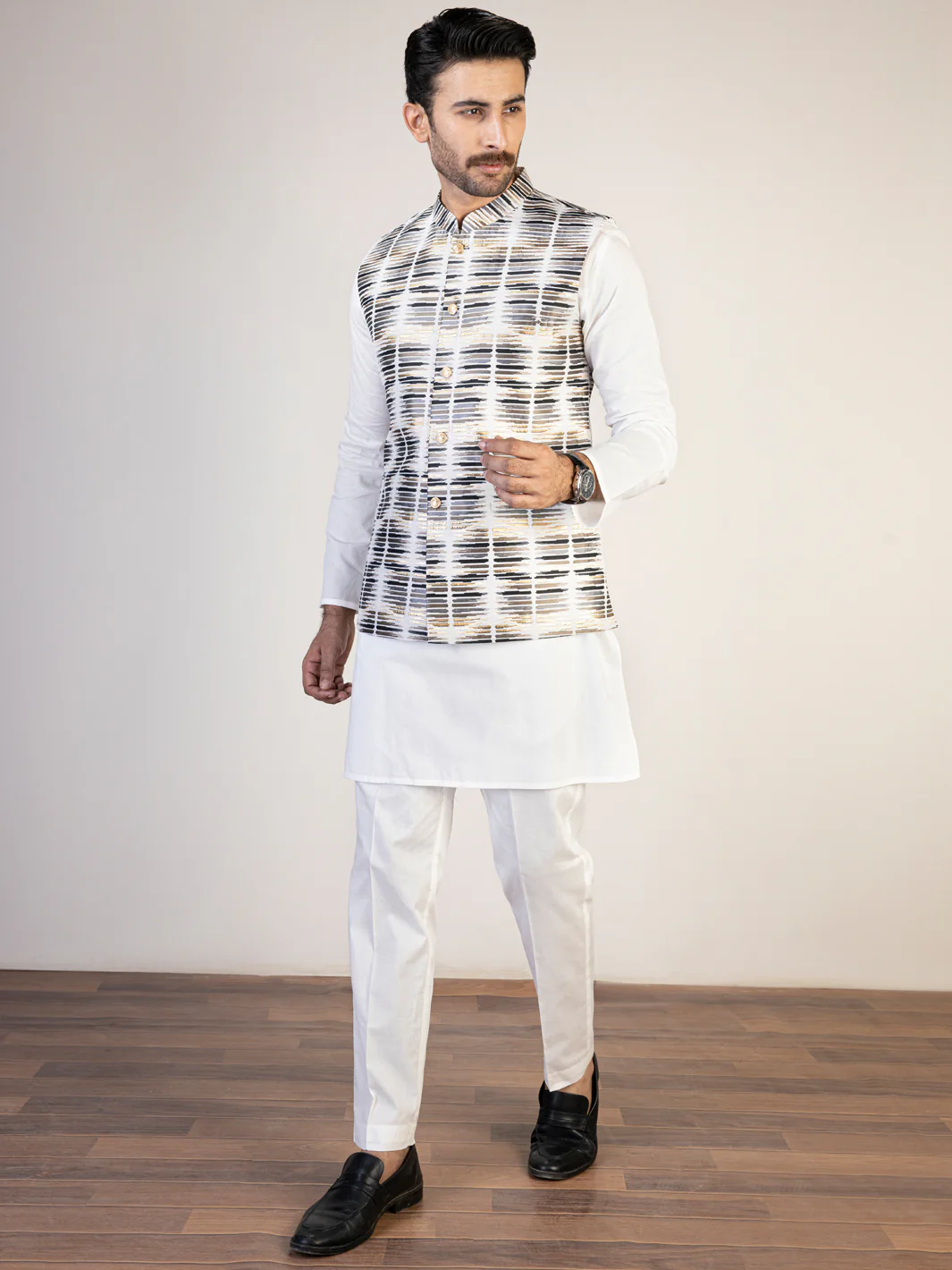 White Blended Waistcoat - AL-WC-465