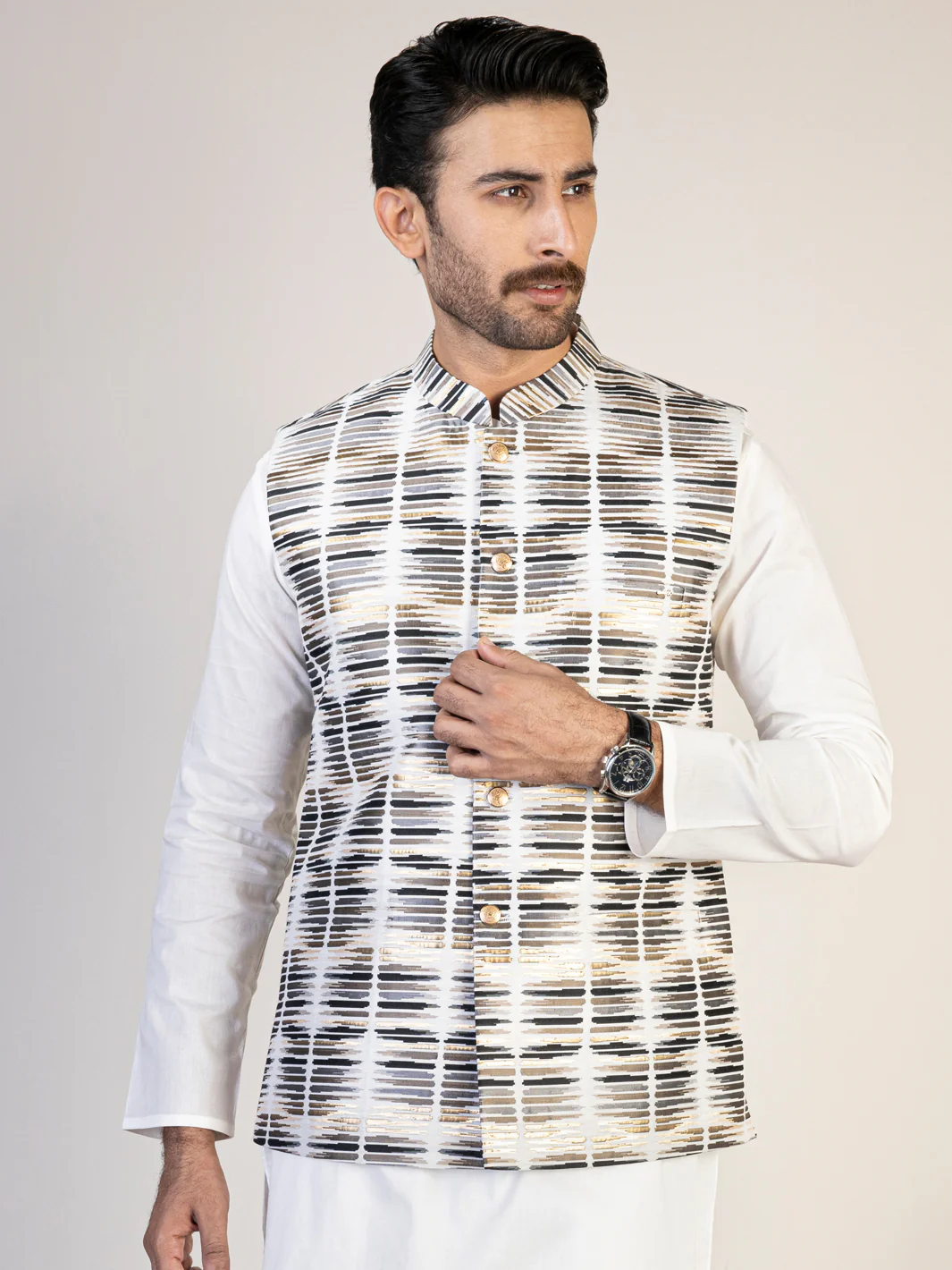 White Blended Waistcoat - AL-WC-465 - Image 2